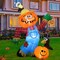 GOOSH 6 FT Thanksgiving Inflatable Decorations Crow Fall Harvest Pumpkin Scarecrow with Built-in LED Lights